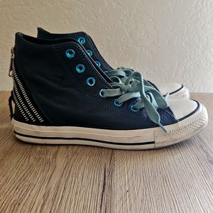 Converse grunge whimsigoth rock zipper decor‎ dark blue sneakers size 6